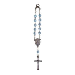 Birthstone Car Rosary 6mm Aquamarine AB Acrylic Auto Rosary