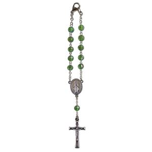 Birthstone Car Rosary 6mm Emerald AB Acrylic Auto Rosary