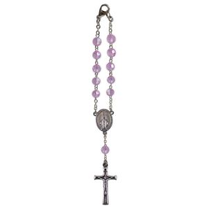 Birthstone Car Rosary 6mm Light Amethyst AB Acrylic Auto Rosary