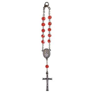 Birthstone Car Rosary 6mm Ruby AB Acrylic Auto Rosary