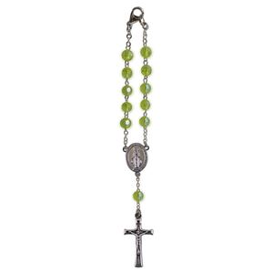 Birthstone Car Rosary 6mm Peridot AB Acrylic Auto Rosary