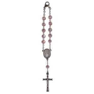 Birthstone Car Rosary 6mm Rose Zircon AB Acrylic Auto Rosary