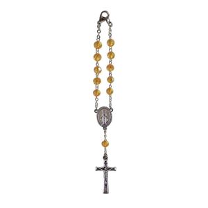 Birthstone Car Rosary 6mm Topaz AB Acrylic Auto Rosary