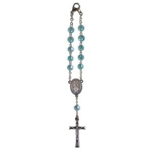 Birthstone Car Rosary 6mm Blue Zircon AB Acrylic Auto Rosary