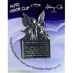 Guardian Angel Pewter Visor Clip, 37mm x 60mm. KVC103