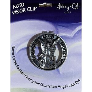 Guardian Angel Pewter Visor Clip, 37mm Dia. KVC106