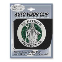 ST PATRICK Visor Clip, Enameled Metal, 44mm Diameter, Gift Card 100 x 75mm