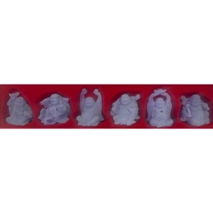 Laughing Buddha Statuette Set of 6, From 55mm to 70mm High
