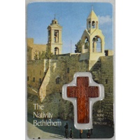 Nativity Bethlehem, Inspirational Card &amp; Cross, 54 x 85mm, Made in Canada.