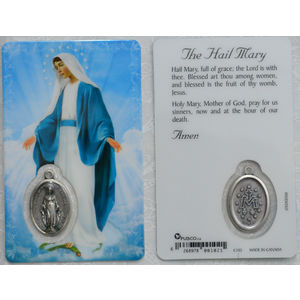 HAIL MARY Window Prayer Card &amp; Charm, 54 x 85mm, Inspirational, Miraculous