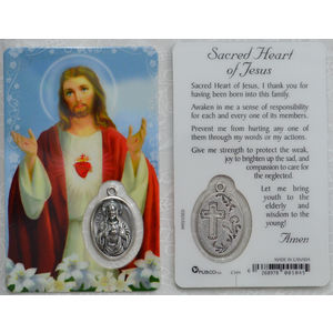 SACRED HEART OF JESUS, Window Prayer Card & Charm, 54mm x 85mm, Inspirational