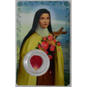 ST THERESE, Window Prayer Card &amp; Charm, 54mm x 85mm, Inspirational, PRAYER