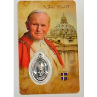 ST JOHN PAUL II, Window Prayer Card &amp; Charm, 54 x 85mm, Inspirational Card