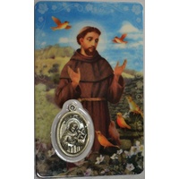 ST FRANCIS, Window Prayer Card &amp; Charm, 54mm x 85mm, Inspirational Card