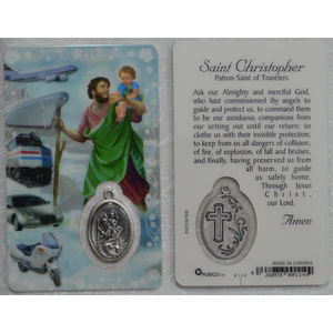 ST CHRISTOPHER, Window Prayer Card &amp; Charm, 54mm x 85mm, Inspirational Card
