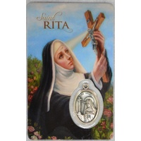 ST RITA, Window Prayer Card &amp; Charm, 54mm x 85mm, Inspirational Card