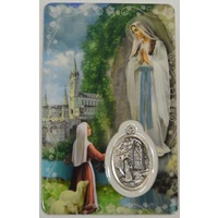 OUR LADY OF LOURDES, Window Prayer Card &amp; Charm, 54mm x 85mm, Inspirational Card