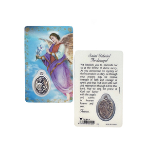 ST GABRIEL, Window Prayer Card &amp; Charm, 54mm x 85mm, Inspirational Card