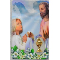 1st COMMUNION GIRL, Window Devotional Card &amp; Charm, 54mm x 85mm, Inspirational Card