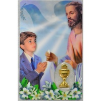 1st COMMUNION BOY, Devotional Card &amp; Charm, 54x85mm, Inspirational Window Prayer Card