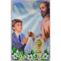 1st COMMUNION BOY, Devotional Card & Charm, 54x85mm, Inspirational Window Prayer Card