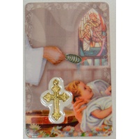 BAPTISM Inspirational Card &amp; Cross, 54 x 85mm, Inspirational Gift, Prayer Card 