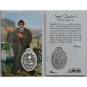 SAINT CHARBEL&#39;S INTERCESSION, Window Prayer Card &amp; Charm, 54 x 85mm, Inspirational Card