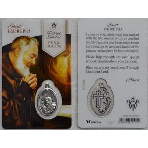 St Padre Pio Patron Saint Of Pain & Healing Laminated Window Prayer Card 54x85mm