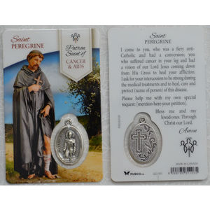 St Peregrine Patron Saint Of Cancer &amp; Aids Laminated Window Prayer Card 54x85mm