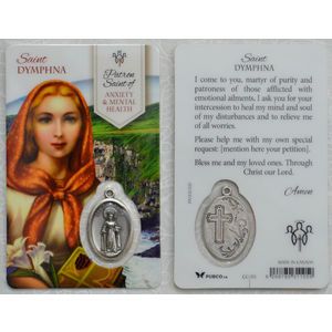 St Dymphna Patron Saint Of Anxiety &amp; Mental Health Laminated Prayer Card 54x85mm