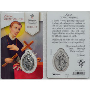 St Gerard Majella, Patron Saint Of Fertility Laminated Window Prayer Card
