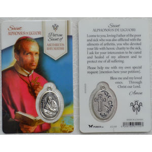 St Alphonsus De Liguori, Patron Saint Of Arthritis Rheumatism Laminated Window Prayer Card 54 x 85mm
