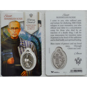 St Maximillian Kolbe Patron Saint Of Addictions Alcohol &amp; Drugs Lam Prayer Card