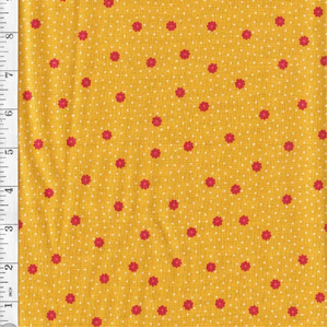 Daisy Dot On Joyful Yellow, Little Matryoshka Cotton Fabric 110cm wide