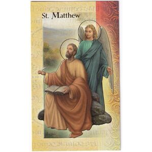 Saint Matthew Biography Card 80 x 135mm Folded, Gold Foiled