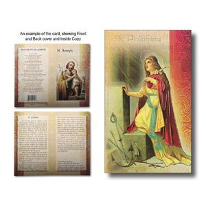 Saint Philomena Biography Card 80 x 135mm Folded, Gold Foiled