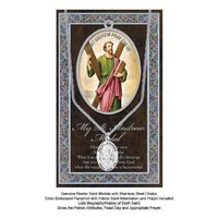 Pewter Saint ANDREW Medal, 16mm Diameter, 60cm Stainless Steel Chain &amp; Biography