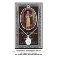 Pewter Saint William Medal Pendant, 15 x 24mm Oval, Stainless Steel Chain &amp; Biography