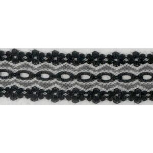 20m REMNANT BLACK Flower Edge Eyelet Lace 28mm, Insertion Lace, Knitting Lace