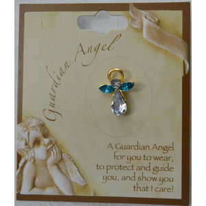 GUARDIAN ANGEL Birthstone Lapel Pin, Hat Pin, MARCH, Great Gift Item