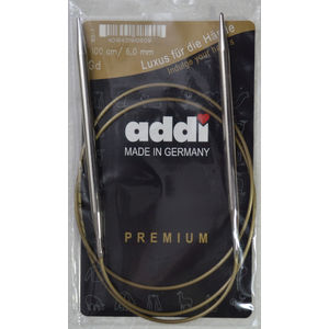 Addi Circular Knitting Needle 100cm x 6.00mm White Brass Gold Cords