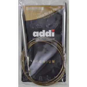 Addi Circular Knitting Needle 150cm x 8.00mm, Smooth White Brass Tips, Gold Cords