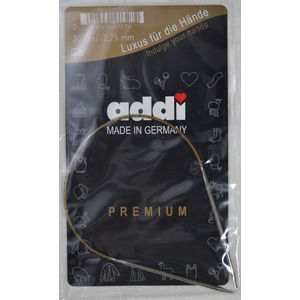 Addi Circular Knitting Needle 30cm x 2.75mm White Brass Tips, Gold Cords