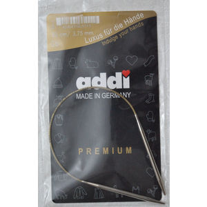 Addi Circular Knitting Needle 30cm x 3.75mm White Brass Tips, Gold Cords