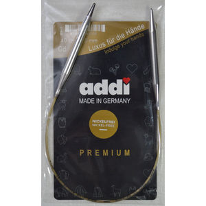 Addi Circular Knitting Needle 40cm x 7.00mm White Brass Tips, Gold Cords