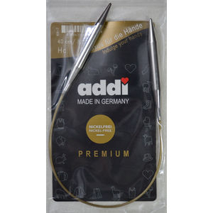 Addi Circular Knitting Needle 40cm x 8.00mm White Brass Tips, Gold Cords