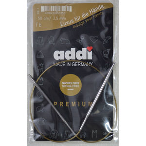Addi Circular Knitting Needle 50cm x 3.50mm White Brass Tips, Gold Cords