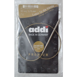 Addi Circular Knitting Needle 50cm x 3.75mm White Brass Tips, Gold Cords