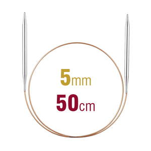Addi Circular Knitting Needle 50cm x 5.00mm White Brass Tips, Gold Cords