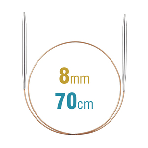 Addi Circular Knitting Needle 70cm x 8.00mm, Smooth White Brass Tips, Gold Cords